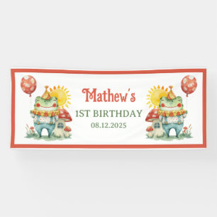 Niedliche Quirky Clown Frog-Cotattage Geburtstagsp Banner
