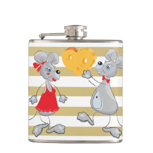 Niedliche Quirky Whimsical Mouses-Stripes Flachmann