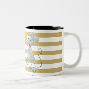 Niedliche Quirky Whimsical Mouses-Stripes Zweifarbige Tasse
