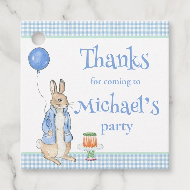 Niedliche Rabbit Blue Geburtstagsparty Danke Geschenkanhänger (Vorderseite)