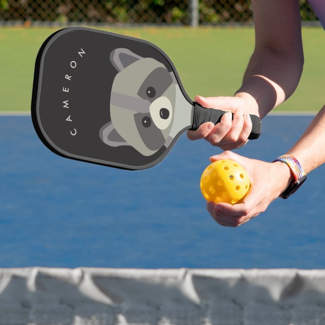 Niedliche Raccoon-Abbildung Personalisierter Name Pickleball Schläger (InSitu)
