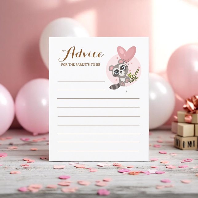 Niedliche Raccoon Baby Shower Game-Ratschläge für  (Cute Raccoon Baby Shower Game Advice For Parents)