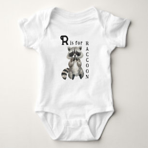 Niedliche Raccoon Illustration - R ist für RACCOON Baby Strampler