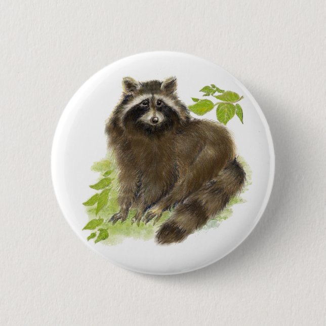 Niedliche Raccoon-Natur Button (Vorderseite)