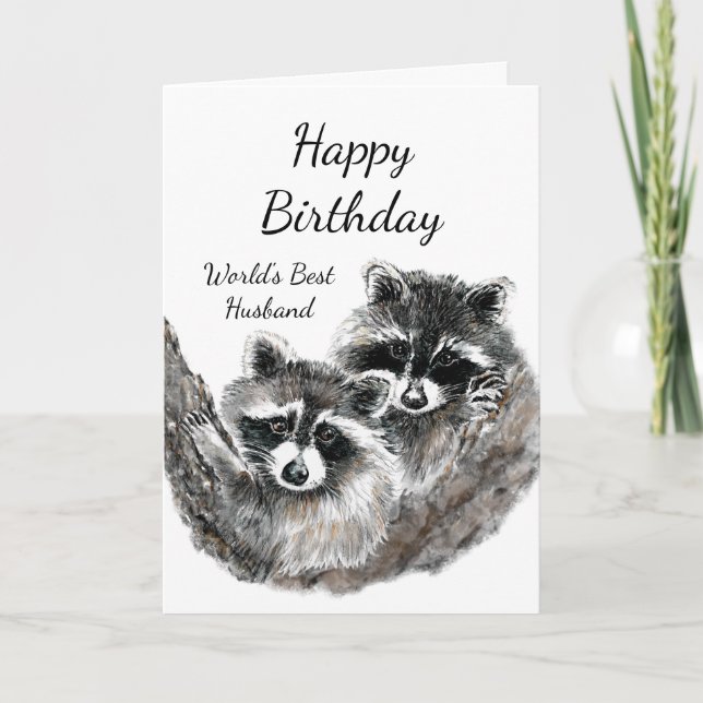 Niedliche Raccoon-Tiere zum Geburtstag der weltbes Karte (Vorderseite)