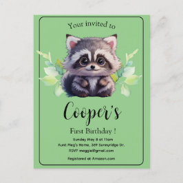 Niedliche Raccoon-Waldtiere Waldfreunde Postkarte