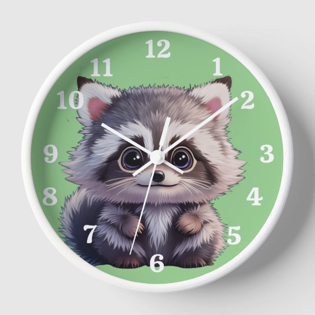Niedliche Raccoon-Waldtiere Waldfreunde Uhr (Vorderseite)