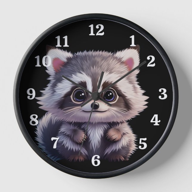 Niedliche Raccoon-Waldtiere Waldfreunde Uhr (Vorderseite)
