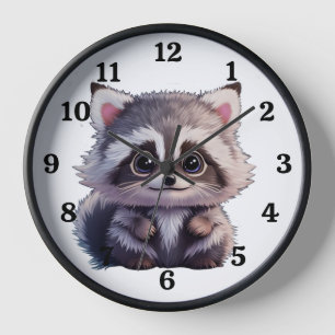 Niedliche Raccoon-Waldtiere Waldfreunde Uhr