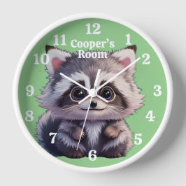 Niedliche Raccoon-Waldtiere Waldfreunde Uhr