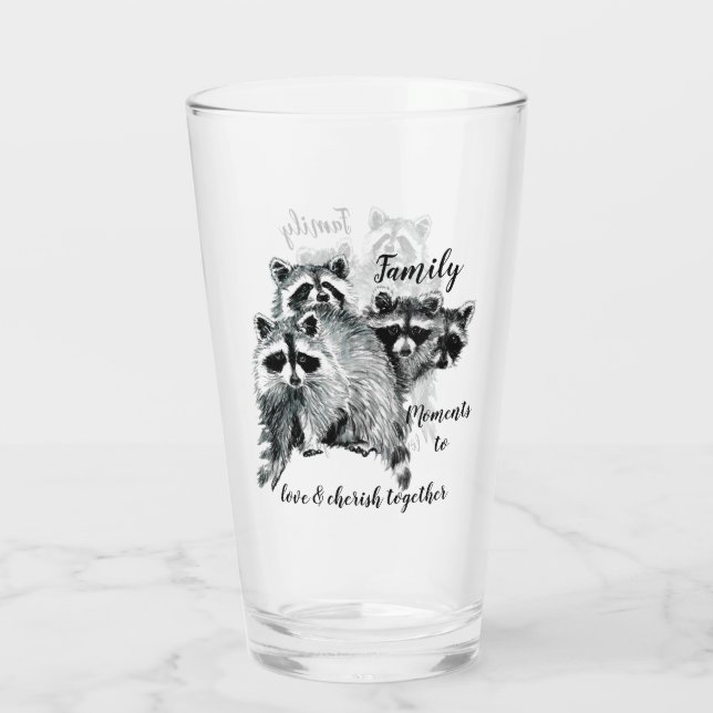 Niedliche Raccoons für Inspirationsfamilien Glas (Rückseite)