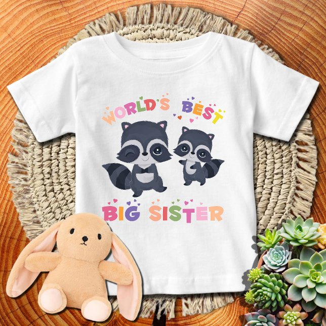 Niedliche Raccoons 🦝 weltbesten großen Schwester Baby T-shirt (Von Creator hochgeladen)