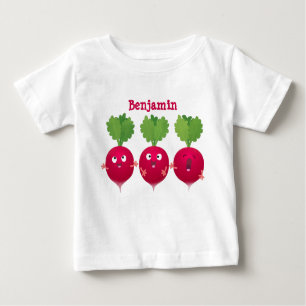 Niedliche Radieschen singend Trio Cartoon Gemüse Baby T-shirt