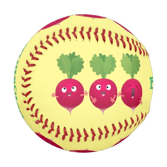 Niedliche Radieschen singend Trio Cartoon Gemüse Baseball (Vorderseite Links)