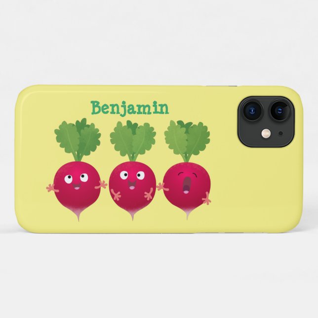 Niedliche Radieschen singend Trio Cartoon Gemüse Case-Mate iPhone Hülle (Rückseite (Horizontal))