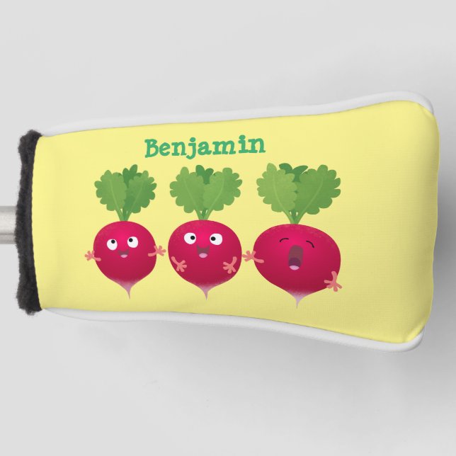 Niedliche Radieschen singend Trio Cartoon Gemüse Golf Headcover (Vorderseite)