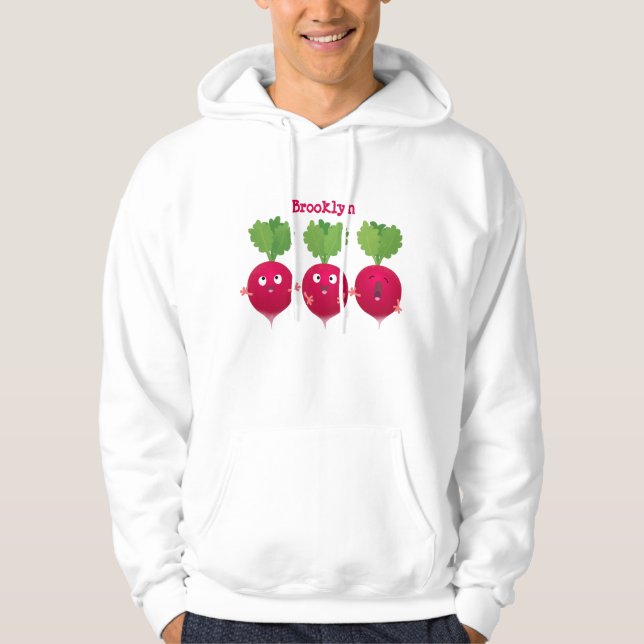 Niedliche Radieschen singend Trio Cartoon Gemüse Hoodie (Vorderseite)
