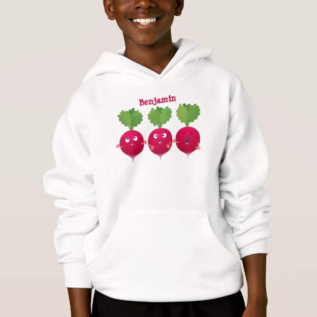 Niedliche Radieschen singend Trio Cartoon Gemüse Hoodie (Vorderseite)