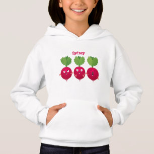 Niedliche Radieschen singend Trio Cartoon Gemüse Hoodie