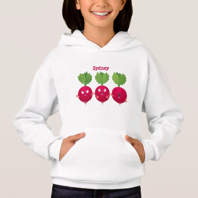 Niedliche Radieschen singend Trio Cartoon Gemüse Hoodie (Vorderseite)