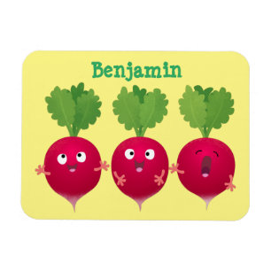 Niedliche Radieschen singend Trio Cartoon Gemüse Magnet