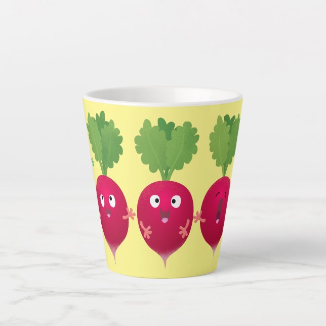 Niedliche Radieschen singend Trio Cartoon Gemüse Milchtasse (Vorderseite)
