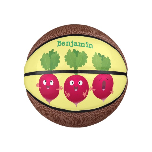 Niedliche Radieschen singend Trio Cartoon Gemüse Mini Basketball (Vorderseite)
