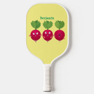 Niedliche Radieschen singend Trio Cartoon Gemüse Pickleball Schläger