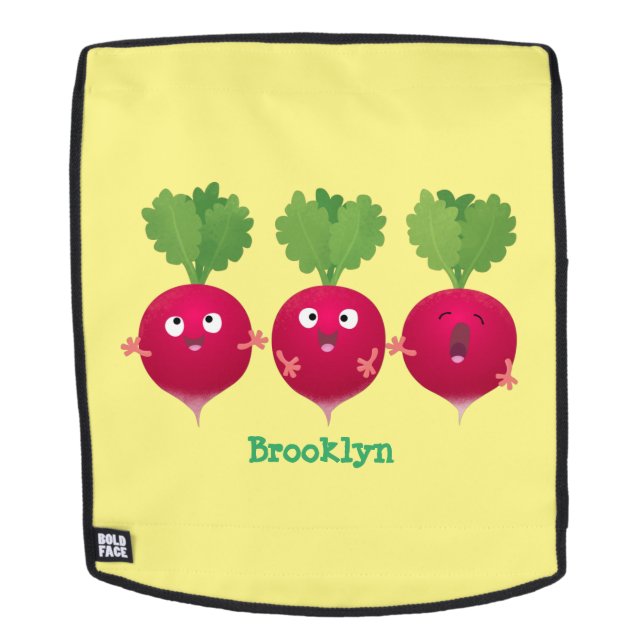 Niedliche Radieschen singend Trio Cartoon Gemüse Rucksack (Abnehmbare Front)