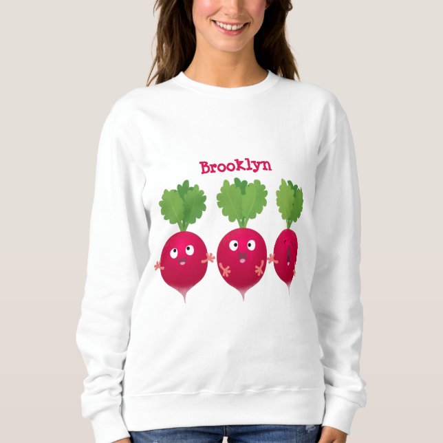 Niedliche Radieschen singend Trio Cartoon Gemüse Sweatshirt (Vorderseite)