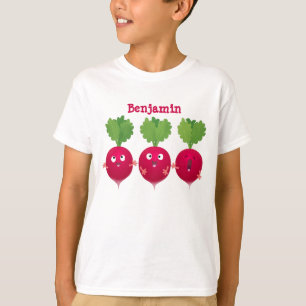 Niedliche Radieschen singend Trio Cartoon Gemüse T-Shirt