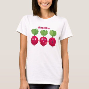 Niedliche Radieschen singend Trio Cartoon Gemüse T-Shirt