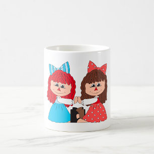 Niedliche Rag Doll Friends Girls mit Bows und Klei Kaffeetasse