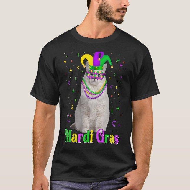 Niedliche Ragdoll Katzen Tiere Mardi Gras Karnival T-Shirt (Vorderseite)