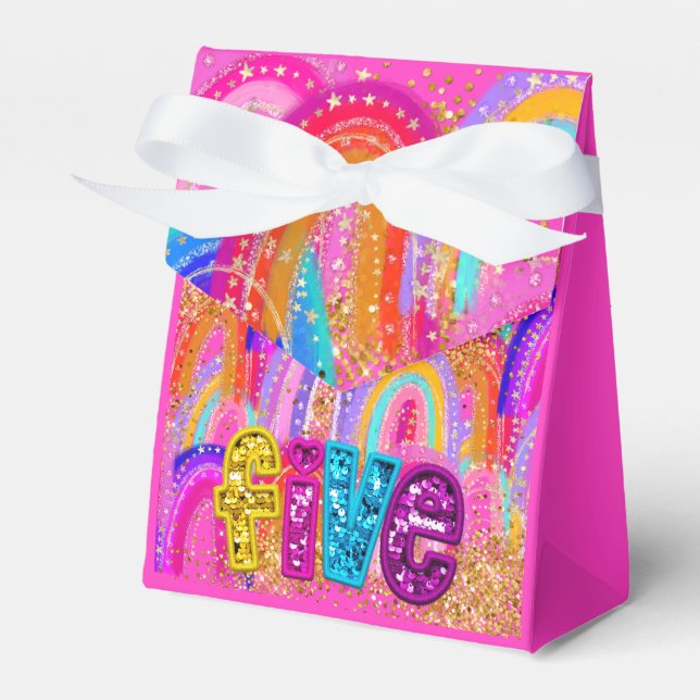 Niedliche Rainbow 5. Geburtstags-Bevorzugung Geschenkschachtel (Vorderseite)