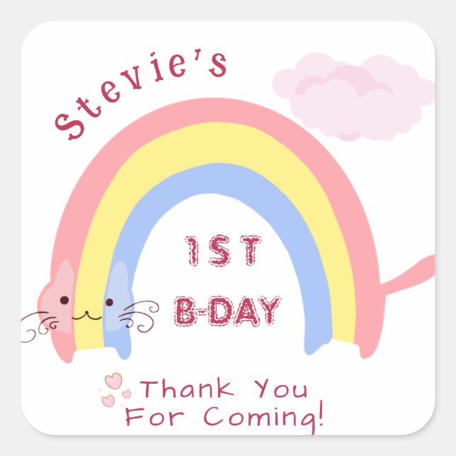 Niedliche Rainbow-Ästhetik Boho Vielen Dank für Ih Quadratischer Aufkleber (Vorderseite)