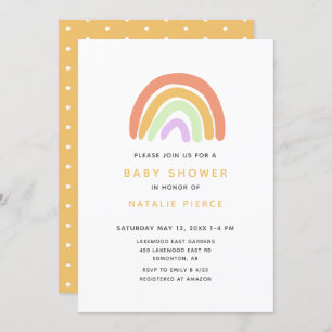 Niedliche Rainbow Baby Dusche Elegant Einfach gelb Einladung