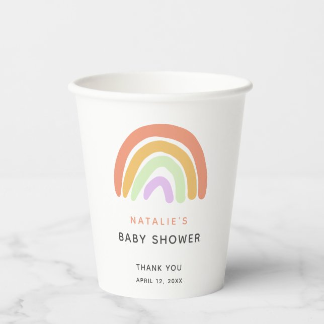 Niedliche Rainbow Baby Dusche Elegante Einfache Pf Pappbecher (Vorderseite)