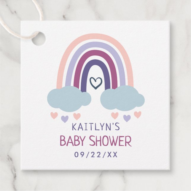 Niedliche Rainbow Baby Dusche Geschenkanhänger (Vorderseite)