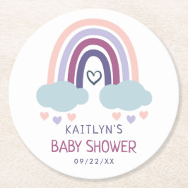 Niedliche Rainbow Baby Dusche Runder Pappuntersetzer