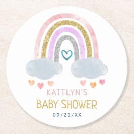 Niedliche Rainbow Baby Dusche Runder Pappuntersetzer