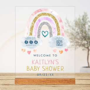 Niedliche Rainbow Baby Dusche Willkommen Acrylschild