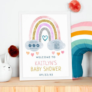 Niedliche Rainbow Baby Dusche Willkommen Poster