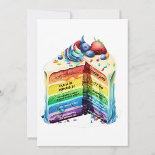 Niedliche Rainbow Birthday Cake Einladung