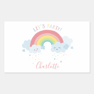 NIEDLICHE RAINBOW CLOUDS Kawaii Party Pastellfarbe Rechteckiger Aufkleber