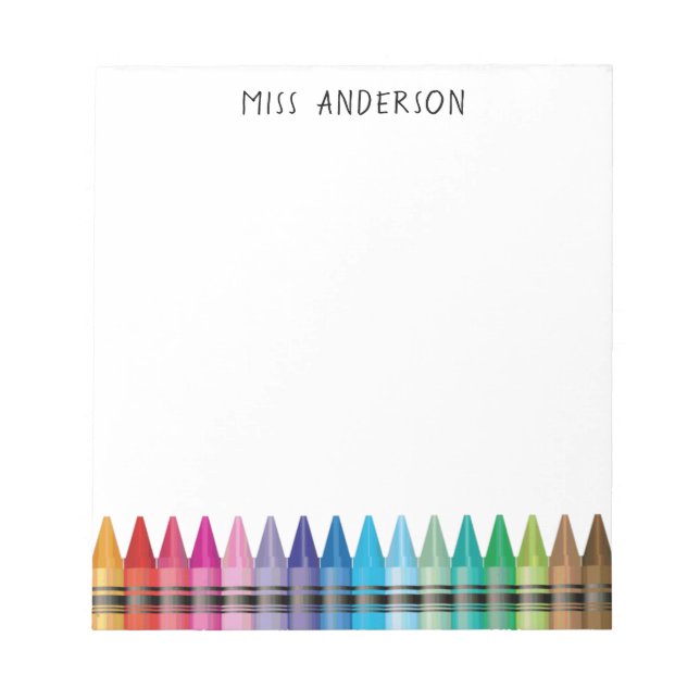 Niedliche Rainbow Crayons Kindergarten Lehrschule Notizblock (Vorderseite)