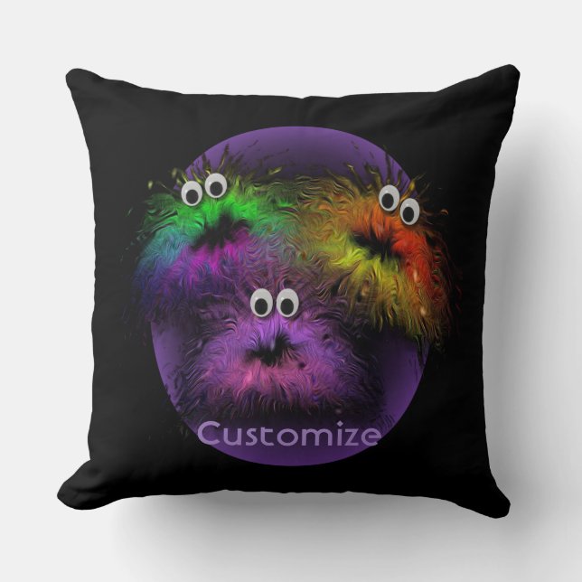 Niedliche Rainbow Critters Throw Kissen 2 (Vorderseite)