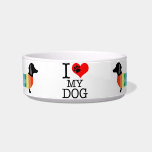 Niedliche Rainbow Dackel Monogramm I Liebe mein Hu Napf