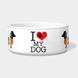 Niedliche Rainbow Dackel Monogramm I Liebe mein Hu Napf