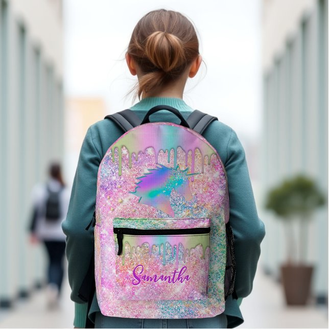 Niedliche Rainbow-Einhorn-Imitate Glitzer-Sterne-M Bedruckter Rucksack (Von Creator hochgeladen)